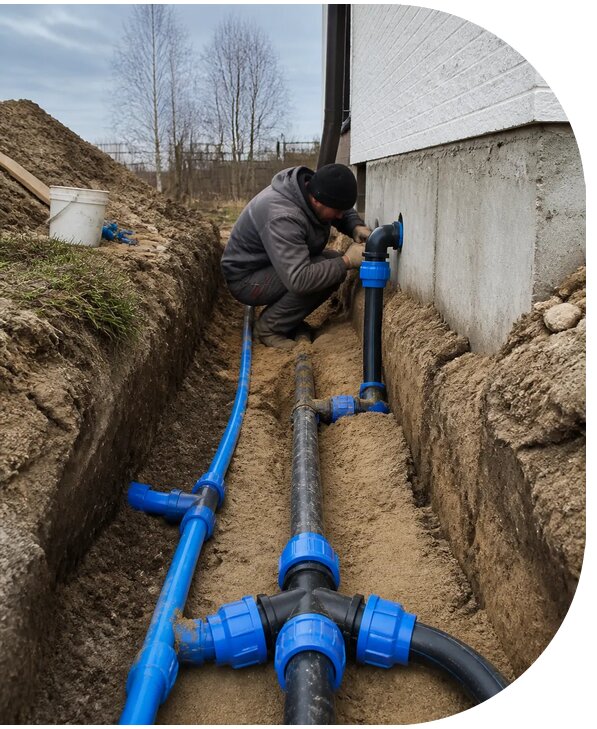 Монтаж наружного водопровода на участке под ключ в Новошахтинске